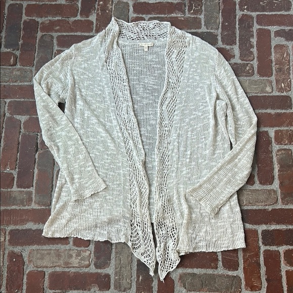 Eileen Fisher Linen Blend Open Front Crochet Cardigan Size XL - Picture 1 of 4